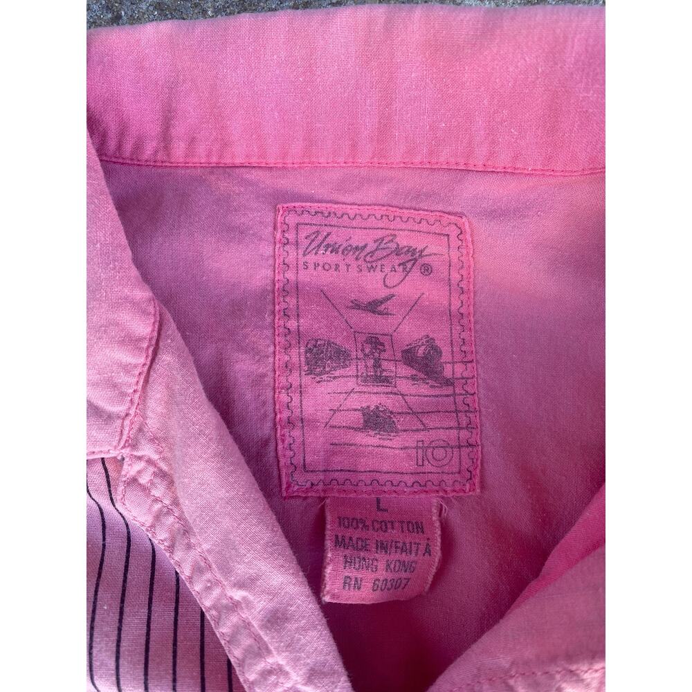 Vtg Union Bay sportswear men Large pink shirt button front pockets short sleeve - Picture 3 of 4